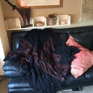 Hand Knit Earthtone throw blanket 64 x54 inches